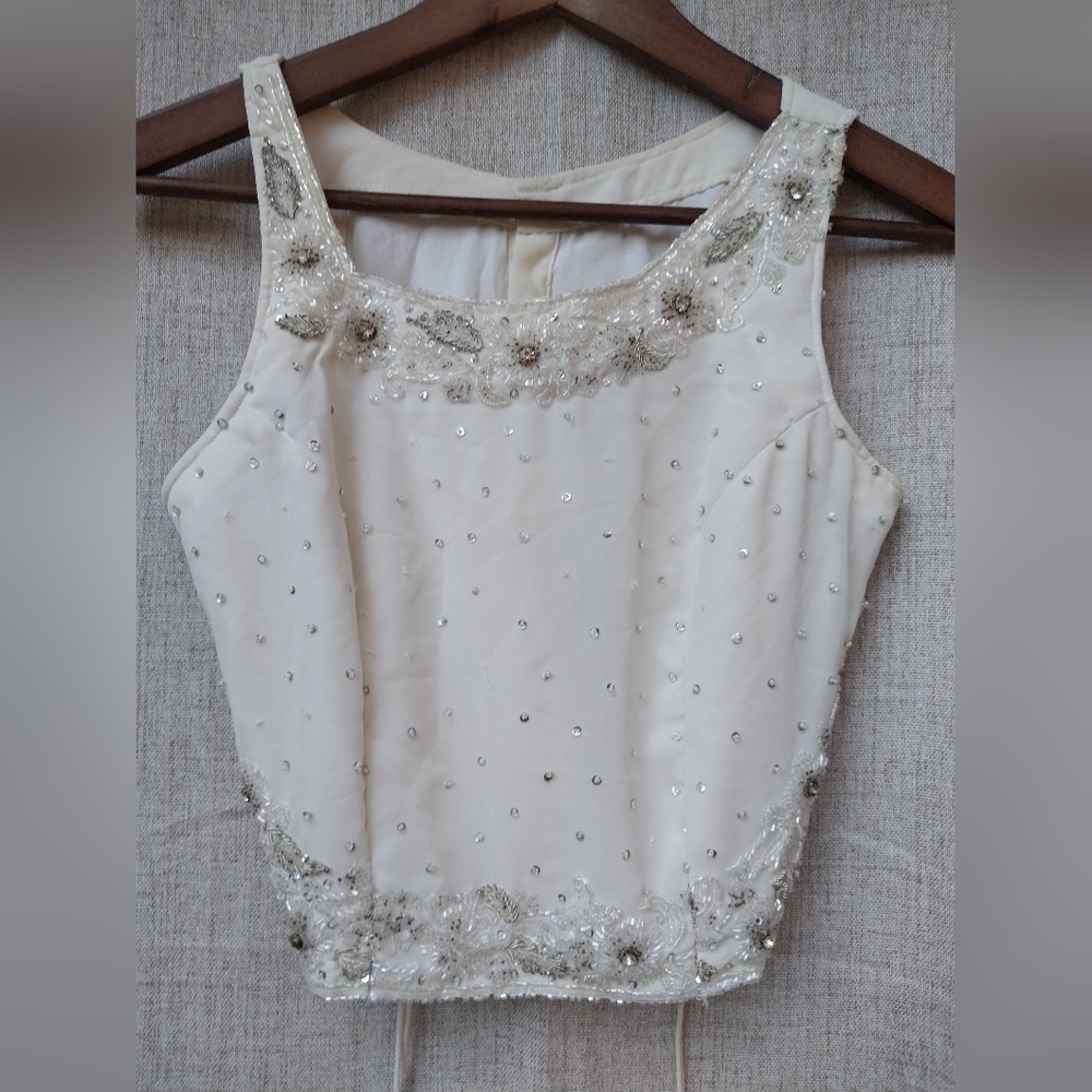 Elegant White Embellished Women's Top